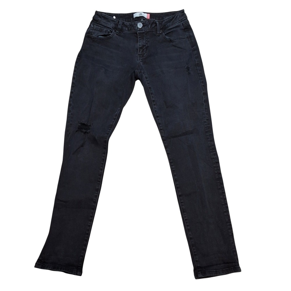 Cabi Slim Boyfriend Jeans Black Distressed Denim Pants Size 4 - Picture 2 of 6